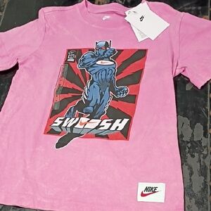 Nike Pink Acid Wash The Flash Swoosh Tee with Bold Graphic Youth Medium Nwt